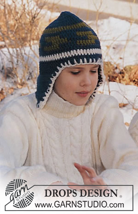 DROPS Children 12-21 - Strikket og heklet sett til barn med genser i DROPS Karisma og lue i DROPS Alaska. Arbeidet strikkes med flettemønster og hekles i flerfarget mønster. Størrelse 3 - 14 år.