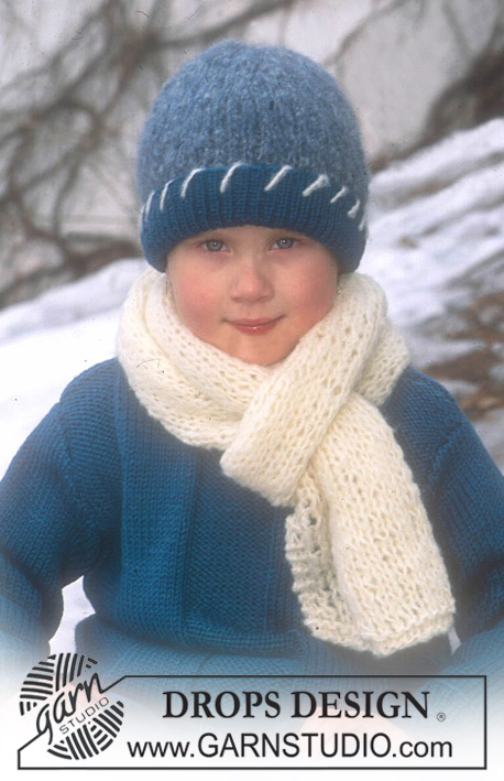 DROPS Children 12-29 - DROPS knitted Jumper, hat and scarf 