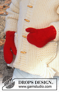 Elf Warmers Gloves / DROPS Children 12-51 - Bonnet et moufles de Noël tricotés et feutrés en DROPS  Alaska
