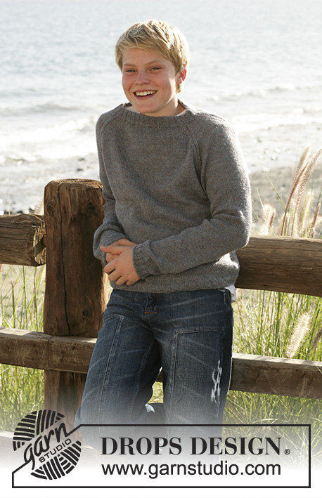 Vincent / DROPS Children 15-4 - Knitted jumper with stocking st and raglan in DROPS Alpaca. Size children 5 to 14 years.