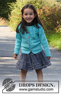 Tempest / DROPS Children 22-1 - Knitted jacket in 2 threads DROPS Alpaca with shirred pattern on the yoke. Size children 3 to 12 years.