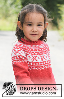 Selina / DROPS Children 22-20 - Šaty - tunika s kruhovým sedlem s norským vzorem pletené shora dolů z příze DROPS Karisma. Velikosti pro děti od 3 do 12 let.  