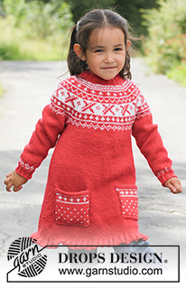 Selina / DROPS Children 22-20 - Kötött DROPS tunika fentről kezdve, kerek vállrésszel és norvégmintával Karisma fonalból. 3 -12 éves méretekben