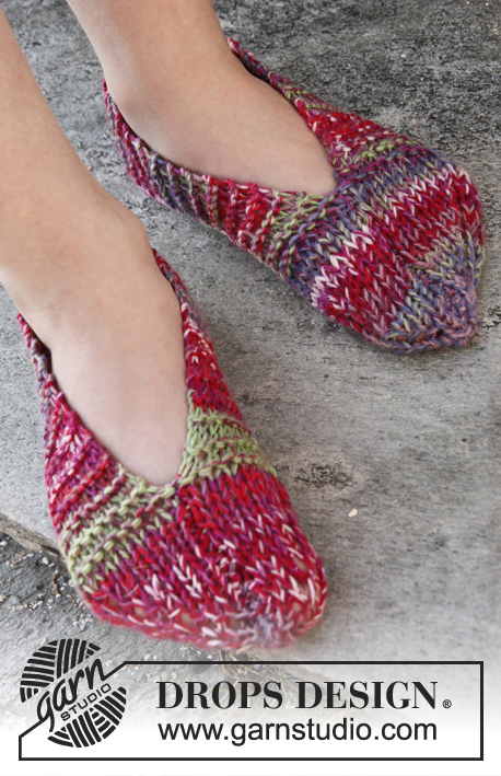 Bianca / DROPS Children 22-23 - Knitted DROPS slippers in 2 threads Fabel. 
Size 23 - 37.
