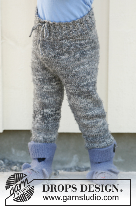 Power Leggings / DROPS Children 22-35 - Pantalon DROPS tricoté avec 1 fil Fabel et 1 fil Delight. Du 3 au 12 ans.