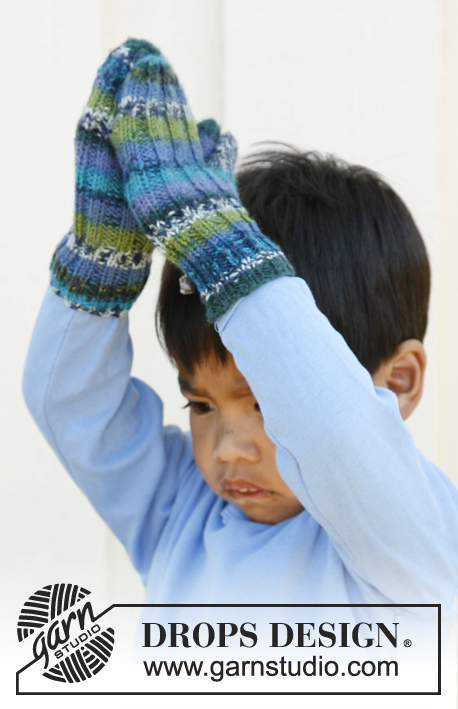 Jules / DROPS Children 22-37 - Luvas sem dedos tricotadas em canelado em DROPS Fabel. Tamanhos criança: 3 - 12 anos
