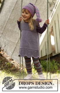 Bluebelle / DROPS Children 23-1 - Ażurowa sukienka na drutach, z włóczki DROPS Karisma. Rozmiary od 3 do 12 lat.