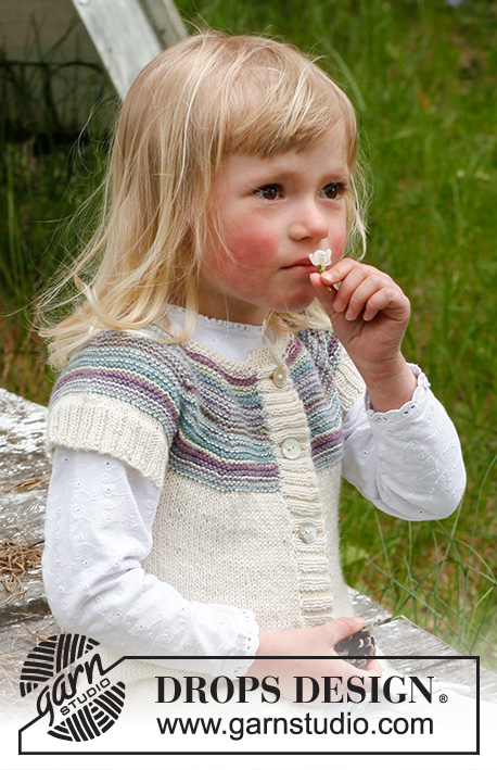 Dear Prudence / DROPS Children 23-10 - Propínací svetr - vesta s kruhovým sedlem s norským vzorem pletená z příze DROPS BabyAlpaca Silk. Velikosti pro děti od 3 do 12 let