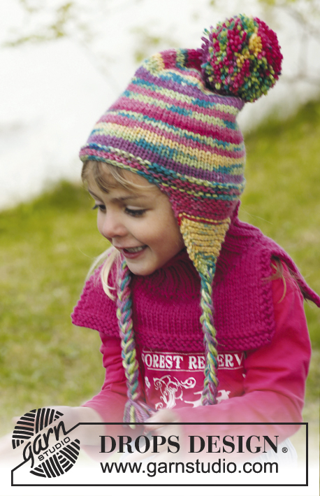 Candy Girl / DROPS Children 23-3 - Knitted hat and neck warmer in 1 strand DROPS Big Fabel or 2 strands DROPS Fabel