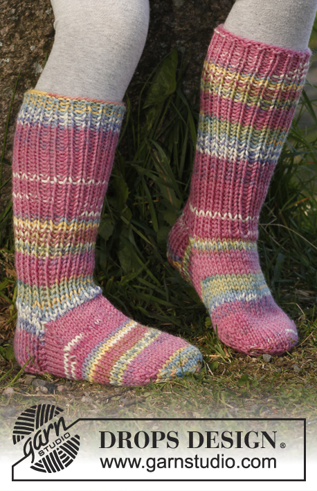 Lollipop / DROPS Children 23-31 - Knitted children socks in 2 threads DROPS Fabel.