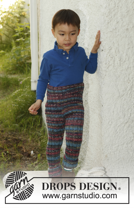 Wooliam / DROPS Children 23-41 - Ribbestrikket bukse i 2 tråder DROPS Fabel til barn i størrelse 3 til 12 år