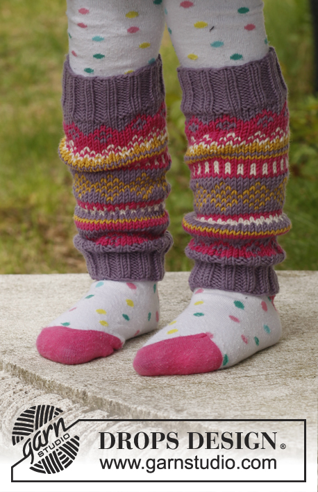 Fideli leg-warmers / DROPS Children 23-44 - Gestrickte Beinstulpen mit nordischem Muster in DROPS Merino Extra Fine für Kinder. Größe 3 - 12 Jahre.
