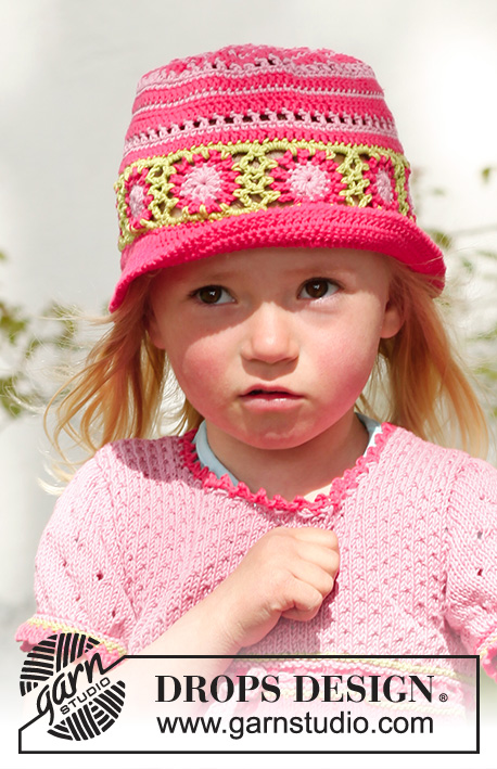Sweet berries hat / DROPS Children 23-48 - Virkad hatt i DROPS Safran till barn stl 3 - 12 år