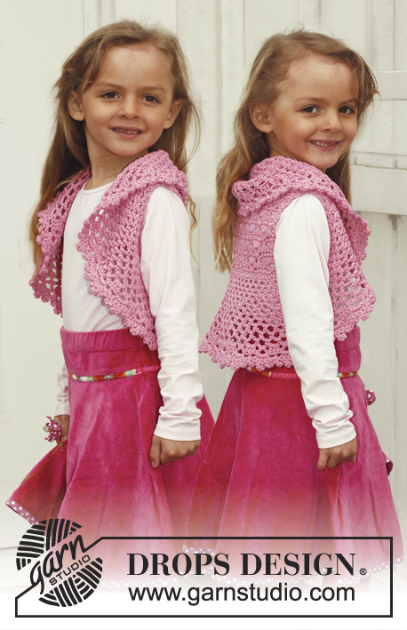 Pink Twist / DROPS Children 24-19 - Crochet bolero in DROPS Muskat. Size children 3 - 12 years. 