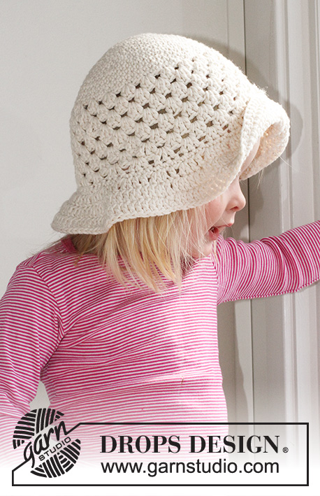 Lovely Lisa / DROPS Children 24-27 - Crochet summer hat in DROPS Paris. Size children 3 - 12 years.