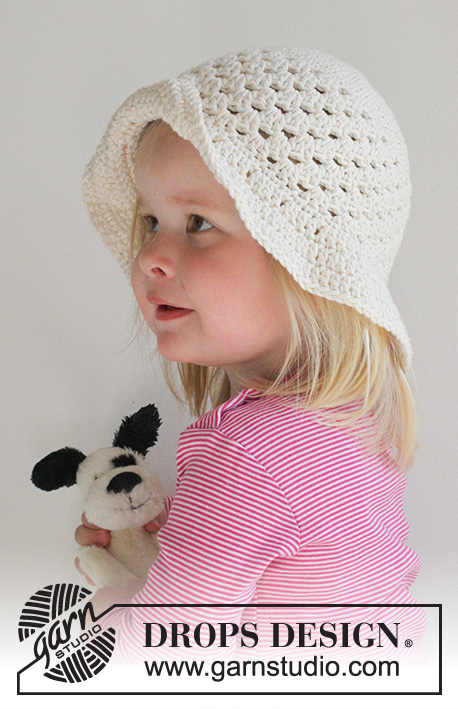 Lovely Lisa / DROPS Children 24-27 - Crochet summer hat in DROPS Paris. Size children 3 - 12 years.