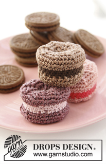 Sweet Macaroons / DROPS Children 24-35 - Crochet macaroons in DROPS Cotton Viscose and DROPS Safran