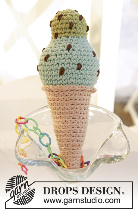 Mint & Pistachio / DROPS Children 24-4 - Ice cream cone crocheted in DROPS Paris