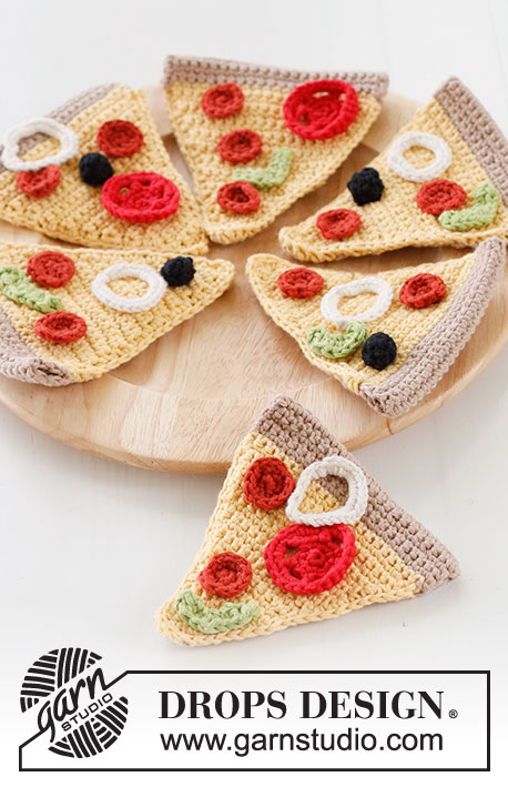 Pizza Party / DROPS Children 24-44 - Crochet pizza with toppings in DROPS Paris