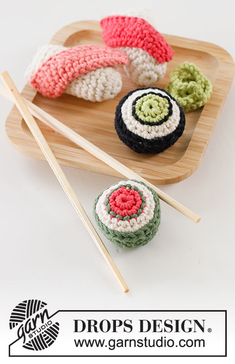 Tokyo / DROPS Children 24-45 - Crochet sushi and maki with wasabi in DROPS Paris
