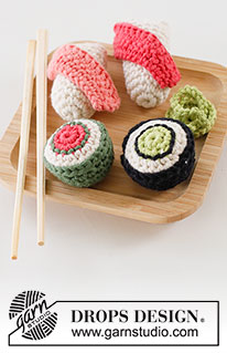 Tokyo / DROPS Children 24-45 - Crochet sushi and maki with wasabi in DROPS Paris