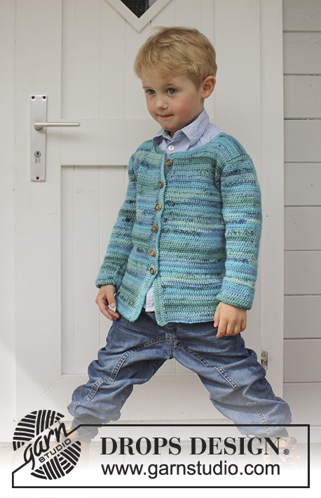 Little Lord / DROPS Children 24-46 - Crochet jacket in DROPS Fabel. Size children 3 - 12 years. 
