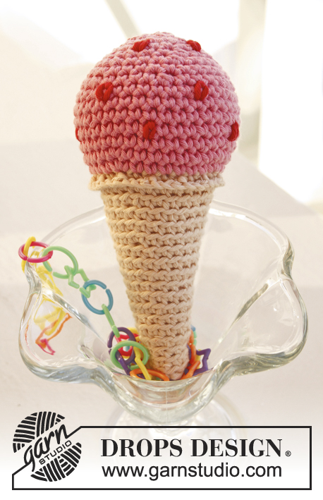 Summer Treat / DROPS Children 24-5 - Cornet de glace crocheté en DROPS Paris