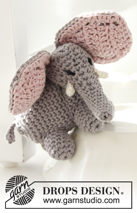 Horton / DROPS Children 24-9 - Éléphant crocheté en DROPS Safran ou DROPS Paris