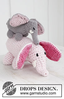 Horton / DROPS Children 24-9 - Éléphant crocheté en DROPS Safran ou DROPS Paris