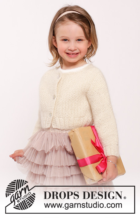 Dear Daisy / DROPS Children 26-2 - Knitted cardigan in moss st in DROPS Alpaca and DROPS Kid-Silk. Size children 2 - 10 years
