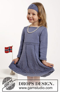 Wendy Darling / DROPS Children 26-6 - Knitted dress and hair band with lace pattern in DROPS Cotton Merino. Size children 2 - 10 years