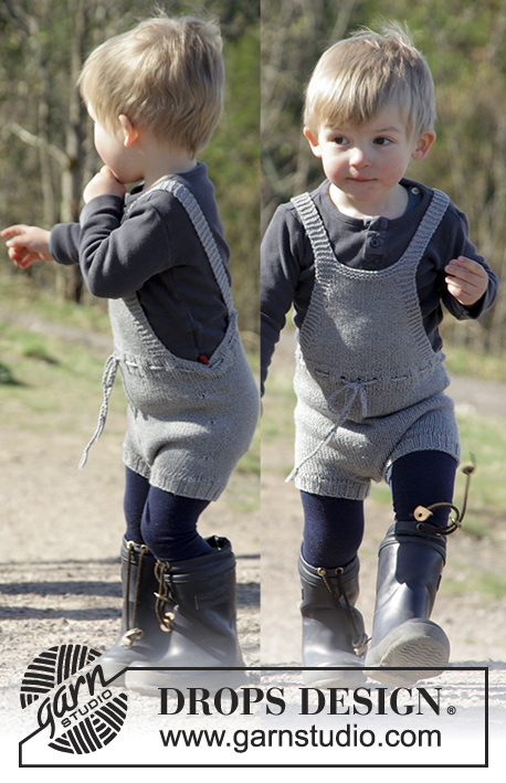 The Little Lumberjack / DROPS Children 27-11 - Strikkede shorts med smæk og sele i DROPS Cotton Merino til baby str 1 - 24 måneder.