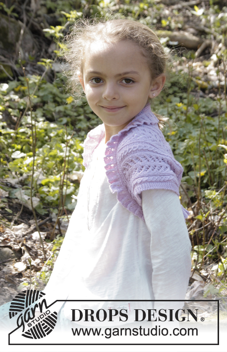 Leelanee / DROPS Children 27-27 - Knitted bolero with lace pattern and rib in DROPS BabyMerino or DROPS Safran. Size children 3 - 12 years.