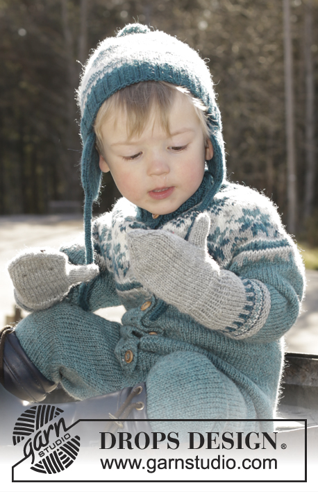 Wild Blueberrie Mittens / DROPS Children 27-35 - Luvas sem dedos tricotadas com orla em jacquard em DROPS Karisma. Tamanhos 1 - 6 anos