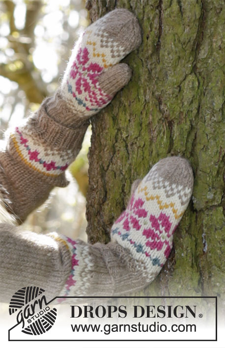 Prairie Fairy Mittens / DROPS Children 27-7 - Dětské rukavice – palčáky s norským vzorem pletené z příze DROPS Lima. Velikost: 3 roky - 12 let.