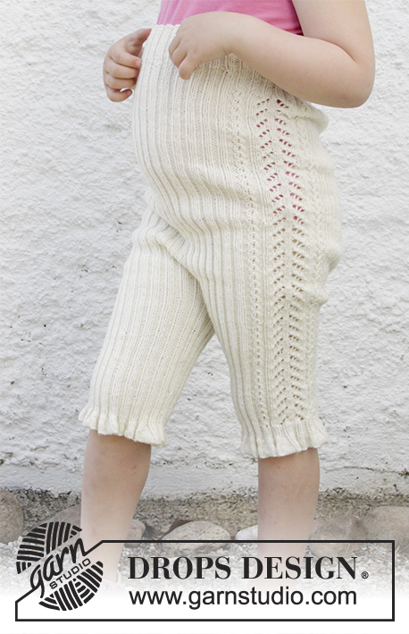 Sweet Promenade / DROPS Children 28-8 - Knitted tights with lace pattern and rib in DROPS BabyMerino. Size children 3 - 12 years.