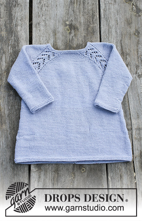 Tickles / DROPS Children 30-1 - Tunique au tricot pour enfant, avec emmanchures raglan et point ajouré, tricotée de haut en bas. Du 2 au 12 ans. Se tricote en DROPS Karisma.