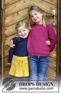 Sunny Hug / DROPS Children 30-20 - Nederdel med hulmønster og hæklekant til børn, strikket oppefra og ned. Størrelse 2 - 12 år. Arbejdet er strikket i DROPS Merino Extra Fine