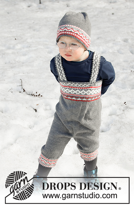 Shinny Upatree / DROPS Children 32-16 - Calças tricotadas de cima para baixo para bebé e criança em DROPS BabyMerino, com jacquard norueguês. Tamanhos 6 meses - 6 anos.