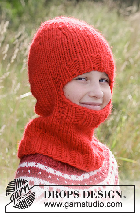 Little Winter Knight / DROPS Children 34-34 - Bonnet / Cagoule enfant tricotée avec côtes, en DROPS Snow. Du 3 au 10 ans