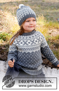 North Star / DROPS Children 37-1 - Knitted jumper for children in DROPS Merino Extra Fine. The piece is worked top down, with round yoke and Nordic pattern. Sizes 2 – 12 years.