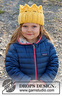 Queen Sofie / DROPS Children 37-26 - Bandeau couronne crocheté pour enfant en DROPS Snow. Du 2 au 8 ans. Thème: Halloween.
