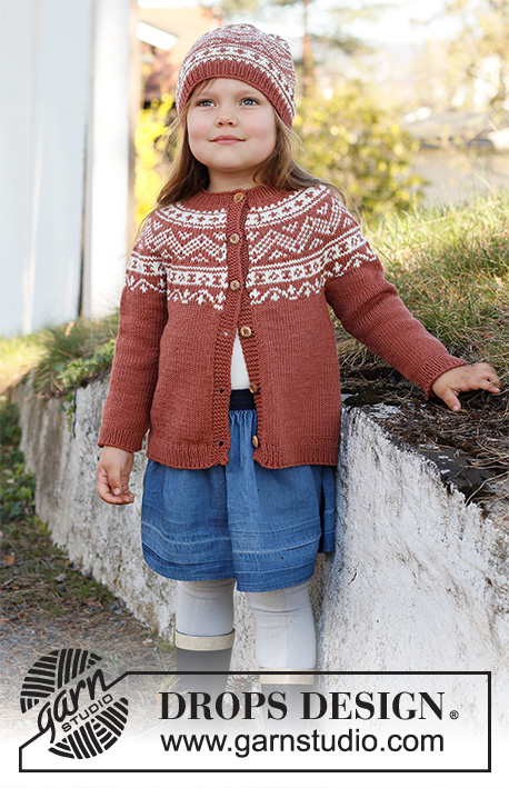 Lillesand / DROPS Children 37-6 - Knitted jacket for children in DROPS Merino Extra Fine. The piece is worked top down, with round yoke and Nordic pattern on the yoke. Sizes 2 – 12 years.