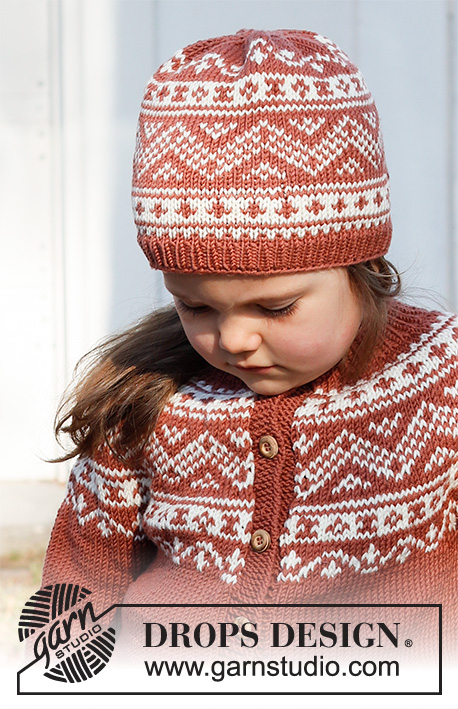 Lillesand Hat / DROPS Children 37-7 - Bonnet enfant tricoté avec jacquard nordique, en DROPS Merino Extra Fine. Du 2 au 12 ans
