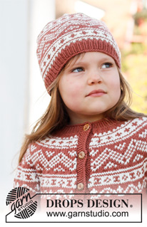 Lillesand Hat / DROPS Children 37-7 - Strikket lue til barn i DROPS Merino Extra Fine. Arbeidet strikkes med nordisk mønster. Størrelse 2 – 12 år.