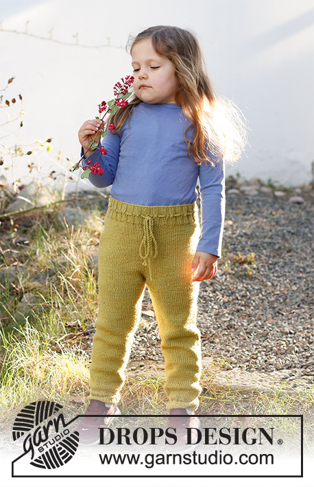 Autumn Adventures Trousers / DROPS Children 37-8 - Calças tricotadas de cima para baixo para criança, em DROPS Merino Extra Fine. Dos 12 meses ao 10 anos