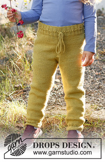 Autumn Adventures Trousers / DROPS Children 37-8 - Pantalones para niños en DROPS Merino Extra Fine. La labor está realizada de arriba abajo. Talla: 12 meses-10 años