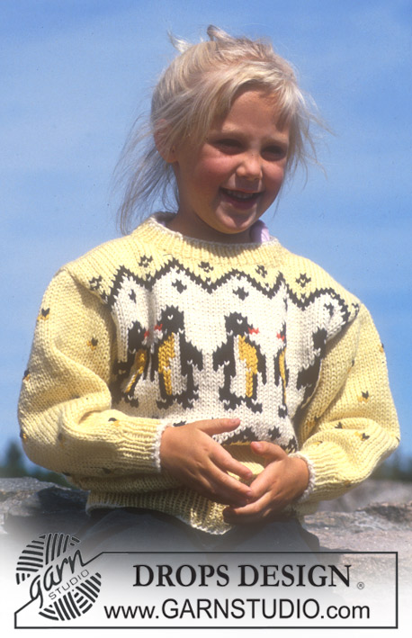 DROPS Children 4-6 - DROPS genser i Alaska med Pingviner.