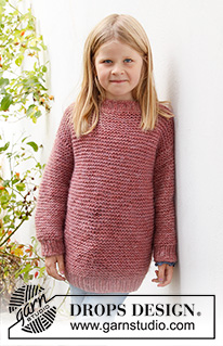 Lovely Camellia / DROPS Children 40-11 - Knitted sweater for children in DROPS Nepal and DROPS Kid-Silk. The piece is worked in garter stitch with ribbed edges. Sizes 3 to 14 years.