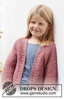 Lovely Camellia Jacket / DROPS Children 40-12 - Knitted jacket for children in DROPS Nepal and DROPS Kid-Silk. The piece is worked in garter stitch with ribbed edges. Sizes 3 to 14 years.